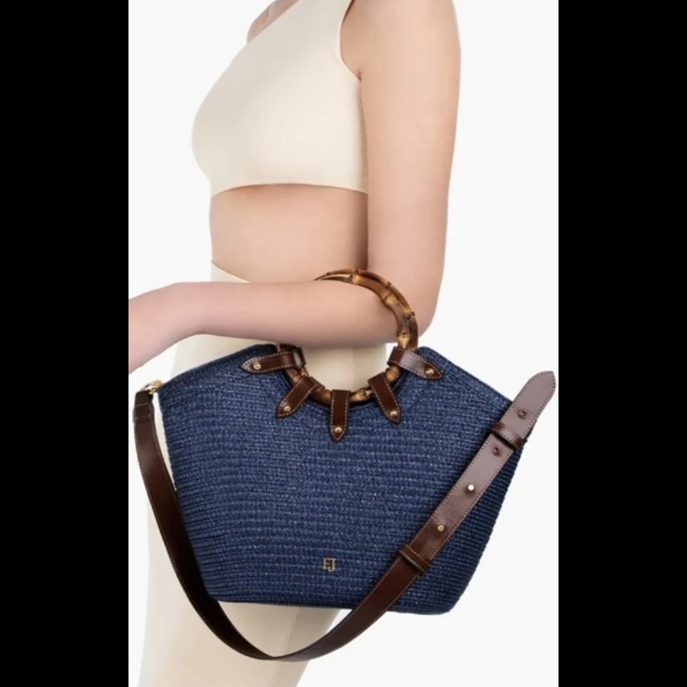 Eric Javits blue My Way II Bucket Tote Purse - Picture 4 of 11